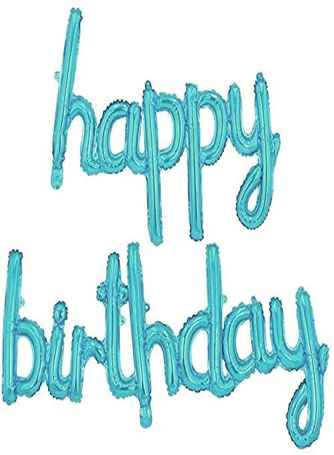 Crackles Happy Birthday Light Blue Foil Balloons in Small Letters Lower Case for Decorations - Image 1